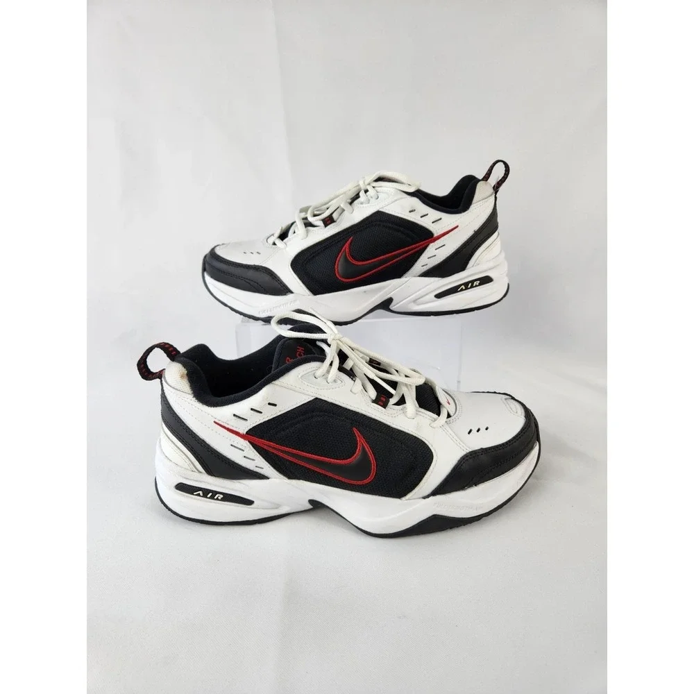Nike AIR MONARCH IV Men White Black Red 101 Walking Shoe Sneakers Dad Sz 10